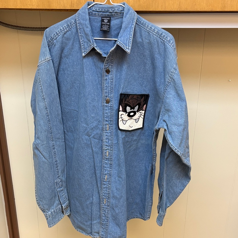 Denim Shirt with Cartoon Patch
